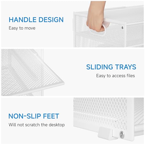Marbrasse Organizador de Escritorio,4 Niveles Cestas de Correo, Portarevistas,Soporte de Almacenamiento para Papel,Organizador de Bandejas de Archivación,Oficina,Casa (Blanco) - imagen 7
