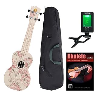 Classic Cantabile BeachBuddy Desert Rose ukulele SET y compris l’accordeur - Les Beatles, Paul McCartney, John Lennon, RIngo Starr, George Harrison