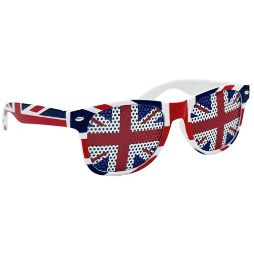 Mustavo Union Jack Glasses Adult Union Jack Flag Sunglasses Great Britain Glasses Street Party Eurovision Team GB Athletics Fun Fancy Dress Unisex