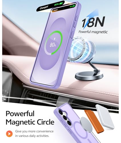 Image of FNTCASE for Samsung Galaxy S25 Plus Case: Samsung Galaxy S24 Plus Phone Case [Fit with Magsafe] Translucent Matte Case [Screen Protector] Military Grade Shockproof Protective Phone Cover-Light Purple