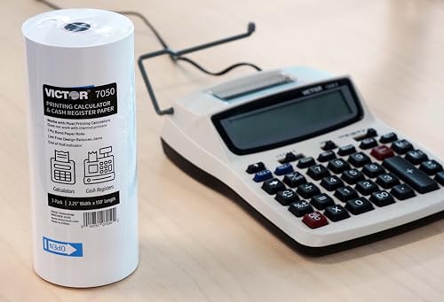 Victor 7050 3-PACK Compact White Paper Rolls For Handheld And Portable Printing Calculators/Adding Machines/Ink Print Cash Registers 2.25 Inch W X 150' Ft thumb #2