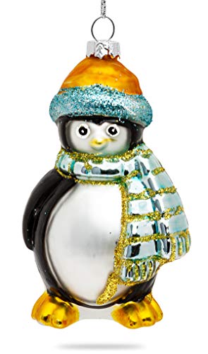 SIKORA BS353 Christbaumschmuck Glas Ornament/Pinguin - H: 8,5 cm