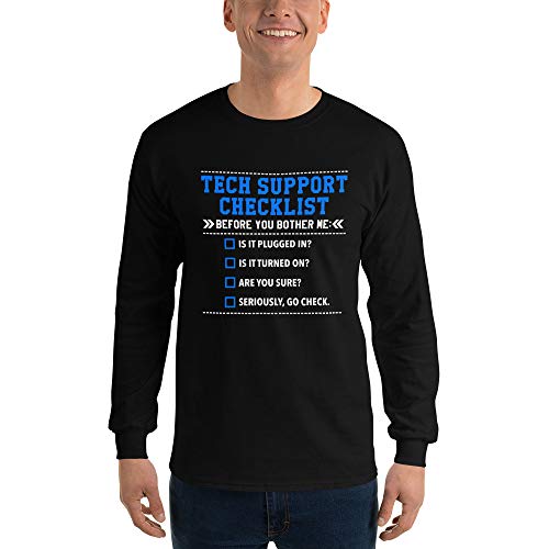 TeesParadise Funny Tech Support Helpdesk Checklist T-Shirt, Sysadmin Gift Shirt, Tech Computer Geek Gifts for Men and Women- Christmas & Birthday Gifts