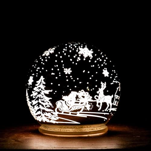 Christmas Decor Lovely Reindeer Sled Snow Globe – 4.7 x 5.1 Inches