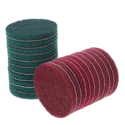 TOGEVAL 20 Estropajos Abrasivos Reutilizables para Taladro 20 Discos Autoadhesivos de 4 Pulgadas 10 Rojos 320 y 10 Verdes para Limpieza Eficaz en Vidrio Cerámica y Acero Inoxidable