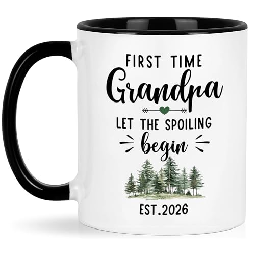 Nestura Fathers Day Gift for Grandpa - Lets the Spoiling Begin First Time Grandpa Mug est 2026 Promoted to Grandpas 2026 Gift Ideas for Grandfather Mug Christmas Gift for Grandpas to be