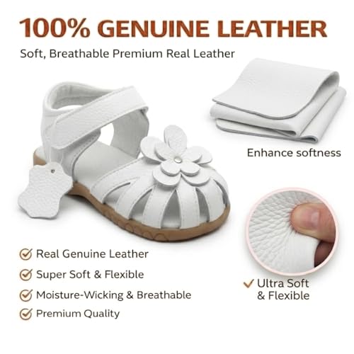Image of Femizee Toddler Girls Leather Dress Sandals with Adjustable Strap