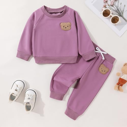 Fall Outfit for Toddler Boy Girl Long Sleeve Bear Sweatshirt Pant Sets Winter Pullover Clothes2