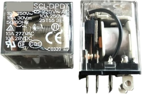Relé SCL-DPDT 220VAC de doble circuito y 8 pines para alta corriente 10A