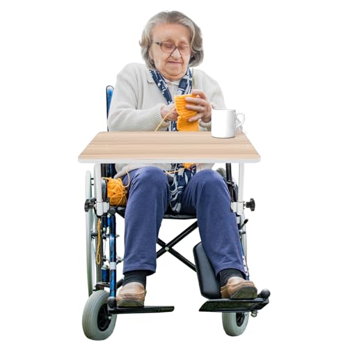 Universal Removable Wooden Wheelchair Tray - Detachable Table Accessory for Eating, Writing & Reading | Fits Adult Wheelchairs with Steel Tube Support (Natural Wood).