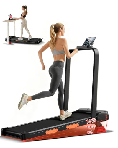 Image of LONTEK Walking Pad with 15% Incline, Under Desk Treadmills for Home | Foldable, Compact, Portable, 2.5HP Brushless, Home Office, 300Lbs Capacity, Reomte Control, LED Display