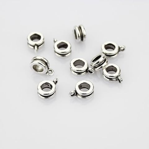 LolliBeads (TM) Dangle Hanger Beads Tube with Loop, fit Europe Charm Bracelets Spacers Antique Sliver Pewter Compatible with Pandora, Caprice, Dione Chains (50 Pcs) Cover