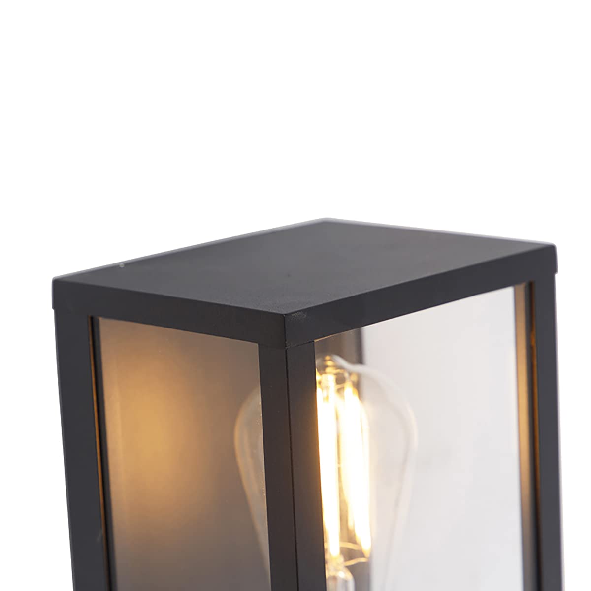 Qazqa Industrie außen Wandleuchte, Außenlampe mit Glas, Wandlampe für den Garten - Charlois - Schwarz, max. 40W, Geeignet für LED, 14cm, IP44, Im 2er-Set.