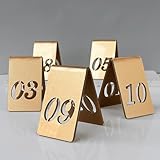 SXKJQER Tarjeta De Número De Mesa, Restaurante Cafe Bar Asiento Tienda De Campaña Números De Mesa De Doble Cara, Tarjetas De Lugar Acrílicas para Boda, Cena, Fiesta(Gold-4x6.5cm,31-40)