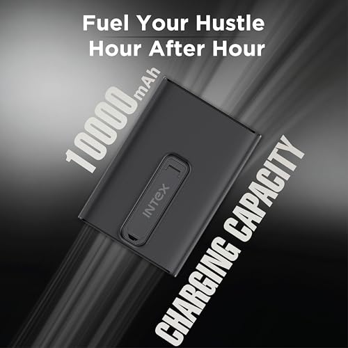 Image of Intex Strong Nova QCPD 10K Poly 10000mAh Wireless Power Bank with 22.5W Fast Charging, 15W Wireless Charging, Type-C Input Output, Built-in Stand, LED Indicators (Dark Grey)