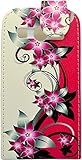 Hülle Für Galaxy Ace 4 Rosa & Cremefarben Blumenaufdruck Design PU Leder Klapp Hülle Kompatibel Mit