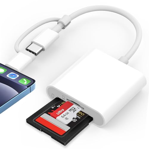 Lecteur de Carte SD pour Phone, USB C Lecteur Carte avec Double Fente pour Micro SD/SD, Adaptateur Carte SD pour Phone USB C