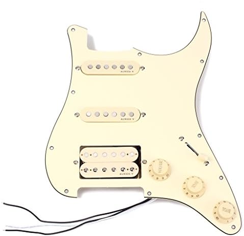 Pxyelec HSH Loaded Pickguard Schwarz Verdrahtet Platte für Fender Strat Gitarre Ersatz