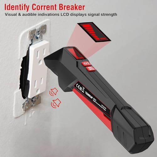 Image of Circuit Breaker Finder Tool Kit with GFCI Outlet Tester, 90-135V Electrical Circuit Tracer Tool with Color LCD, NCV Test & Flashlight, Includes Light Socket Adapter, 3-2 Prong Grounding & Clip Adapter