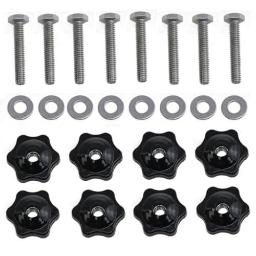 Image of T Type Track Knob Kit Stainless Steel Screws 1 /4-20 x 1-1 /2 inchand Black hex Hand Nuts and 1 /4 inchStainless Steel Flat washers 8set (1 /4-20 x 1-1 /2)