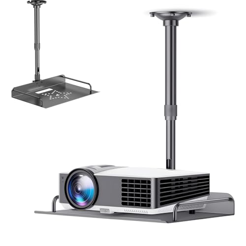 Buithafu Soporte De Techo Universal Para Proyector De Aluminio, Altura Regulable 30-60 Cm , Capacidad De Carga De Hasta 15 Kg, Con Gestión De Cables, Para Cine En Casa, Oficina Y Escuela, Resistente