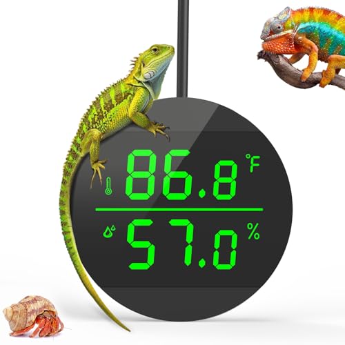 QZQ Reptile Thermometer and Humidity Gauge, Digital Display, Black