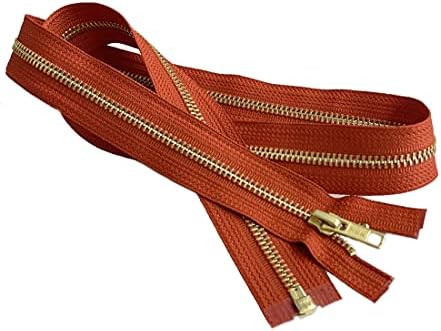 #5 Brass YKK Medium Weight Jacket Separating Zipper - Choose Your Length - Color: Burnt Orange #045 - Made in The United States (1 Zipper Per Pack) (26" Inches) image 2