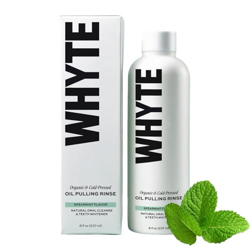Enjuague bucal Whyte con aceite de menta verde y aceite de coco orgánico prensado en frío, ayuda a mantener la salud de las encías y refresca el aliento - 225 ml (1pc)
