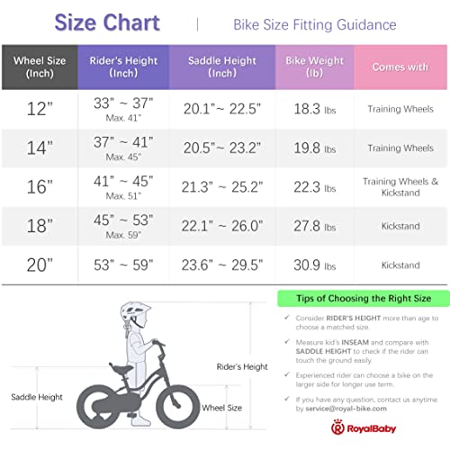Royalbaby Stargirl Kids Bike 12 Inch Girls Bicycle For Children With Training Wheels Basket, Rose Pink #TOP4