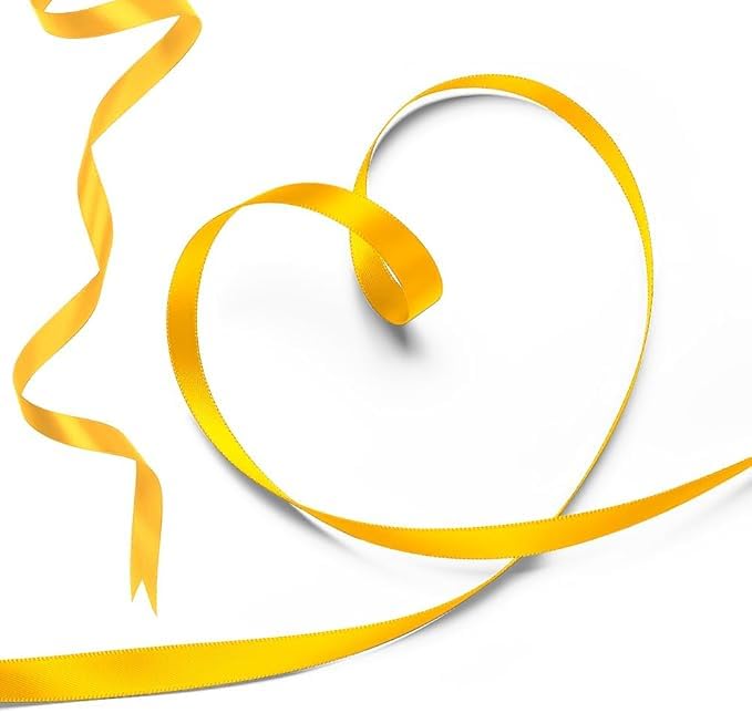 Yellow Satin Ribbon 6mm Thin x 91m - Golden Gift Wrapping Ribbon for Wedding Christmas & Crafts - Image 2