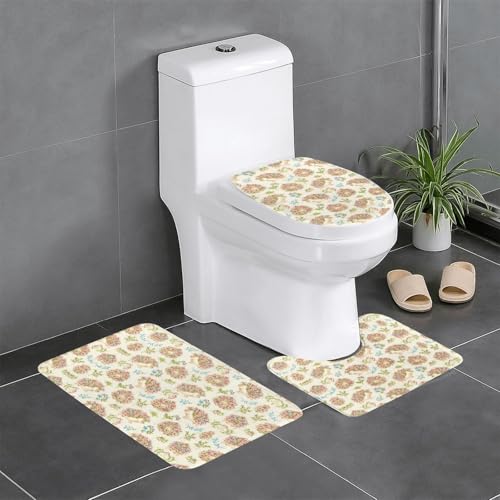 RRhgipp Lot de 3 tapis de salle de bain motif hérissons, tapis de bain, tapis de bain, dos antidérapant, séchage rapide