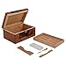 Humidor Supreme Rioja Desktop Cigar Humidor, High-Gloss Bubinga Wood with Walnut Burl Decorative Inlay, Glass Hygrometer, Spanish Cedar Tray with Divider, Holds 45-75 Cigars