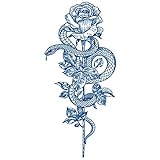 Snake Tatoo Stickers Serpent Peony Floral Tattoos Long Lasting Flower Temporary Tattoos Arm Neck, 3D Temp Realistic Clearable Rose Fake Tattoos For Adults Girl
