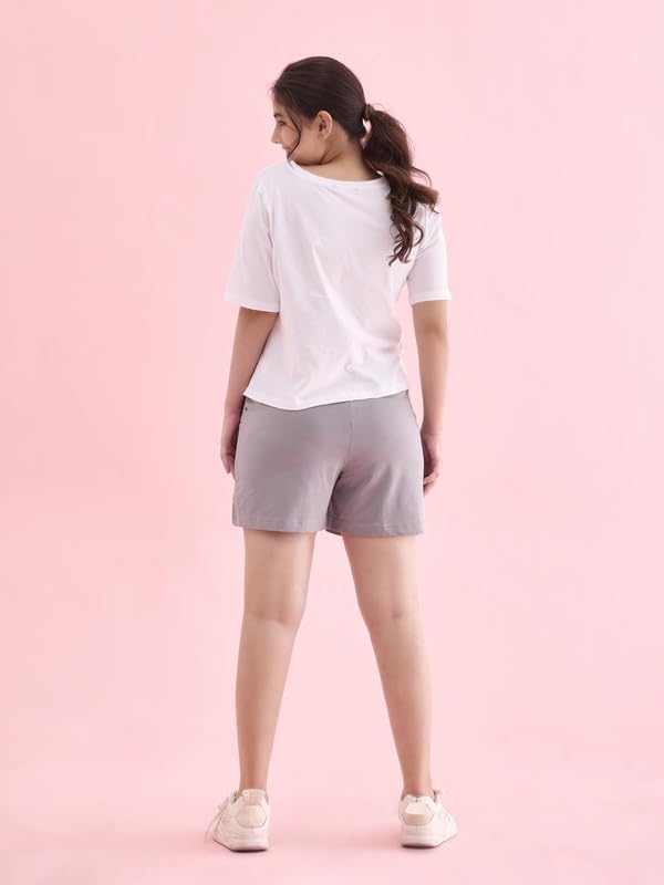 Image of GO COLORS Women Solid Mid Rise Relaxed Fit Casual Shorts