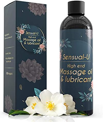 Essential Massage Oil with Nourishing Jasmine & Clove Oils for Men, Women, Couples – 100% Organic Natural Edible Oil for Muscle Care, Pain and Stress Relief & Full Body Therapy