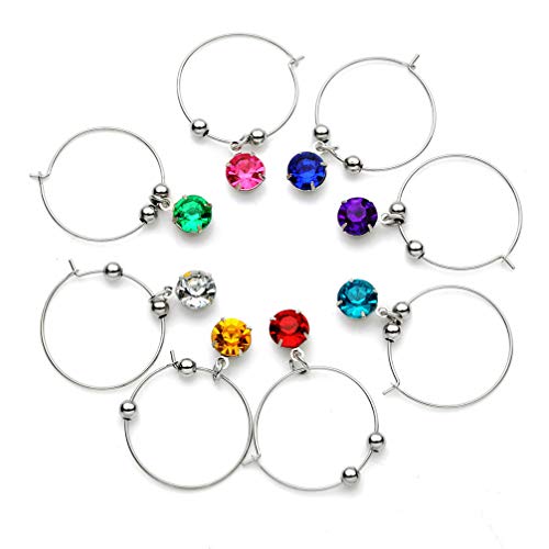 Hemoton Wine Glass Charms, 8pcs Diamonds Colorful Wine Glass Markers Charms Identifier for Wine Cocktails Martini Champagne for Christmas Birthday Party Bar (Mixed Colors) - Thumbnail 4