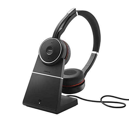 Jabra Evolve 75 MS Casque Stereo sans fil supra-auriculaire - Casque certifié Microsoft avec batterie longue durée et station de charge - Adaptateur Bluetooth USB - Noir