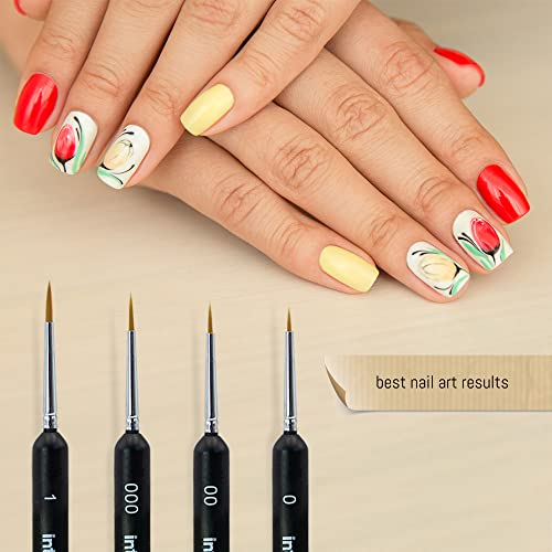 Int!Rend Detail Brush Set, 4 Fine Hair Brushes, Optimal Brush Set For Watercolor, Acrylic, Oil Paints, Model Making, Warhammer 40K, Nails, Painting By Numbers - Artist Paint Brush #TOP4