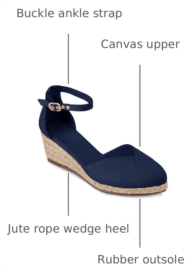 Image of Juliet Holy Womens Espadrilles Sandals Closed Toe Platform Ankle Strap Casual Summer Wedges
