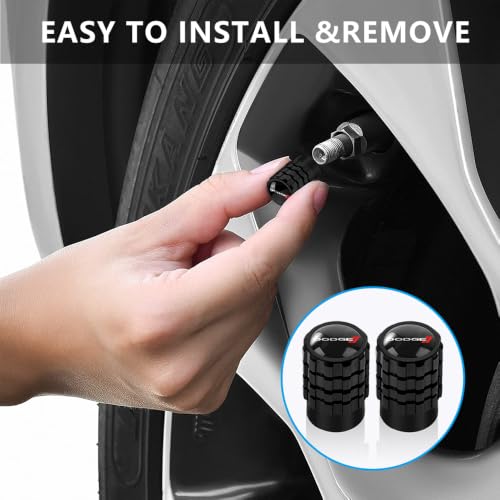 Image of 4pcs Tire Valve Stem Caps for Dodge Challenger Series Stem Cap Universal Car Air Cover Car Accessories for Cars, SUV, Truck, Motorcycles Black