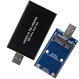 Deal4GO mSATA to USB 3.0 SSD Hard Disk Enclosure Case Aluminum mSATA External mini Box Board up to 2TB - Black