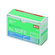 Max 50-FE Staple Cartridge for EH-50F Flat-Clinch Electric Stapler, 5000/Box