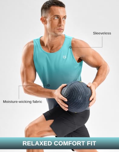 G Gradual Beach Tank Tops for Men UPF50+ Dry Fit Summer Sleeveless Shirts Mens Workout Shirt for Swimming, Running, Athletic(Green Grey, 2XL) — view 4
