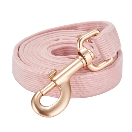 YUDOTE Laisse chien velours côtelé 5 ft rose clair petit moyen grand chiens
