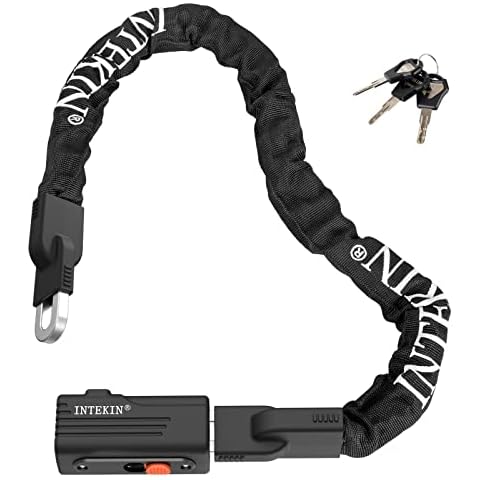 INTEKIN Fahrradschloss 90cm, Fahrrad Kettenschloss aus 8mm gehärteter Stahl Kette, Anti-Diebstahl Schloss Kette mit Schlüssel, Sicherheits-Kettenschloss für Fahrrad, Motorrad, E Scooter, Zaun, Tor Cover
