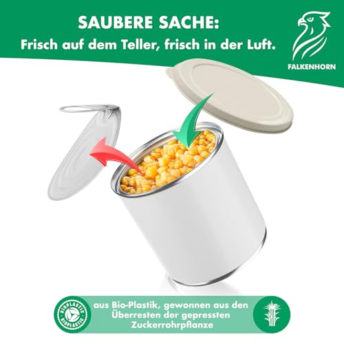 BIO Dosendeckel 2x Groß (99mm) mit Lasche – für 800g Konservendosen, luftdicht & wiederverwendbar – BPA-frei, spülmaschinengeeignet, nachhaltig aus Zuckerrohr – FALKENHORN Made in Germany – Creme