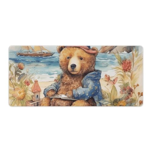 Tapis de bureau antidérapant ours imperméable et fluide