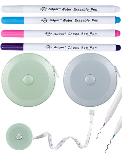 CULEB 4 pezzi Tessuto Pennarelli+2 pezzi Nastro,Autocancellante,Solubile in Acqua,Pennarelli per Tessuti Set,Accessori Cucire,Marcatori da Cucito per Quilting,Sartoria,Cucito,Lavorazione Della Pelle