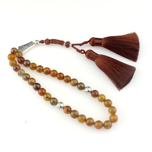 Perles de prière musulmanes en agate marron pour votre Dhikr quotidien