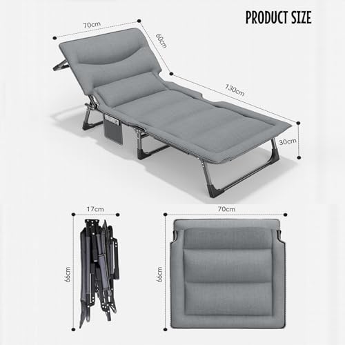 Lit de camping pliable avec oreiller et dossier réglable